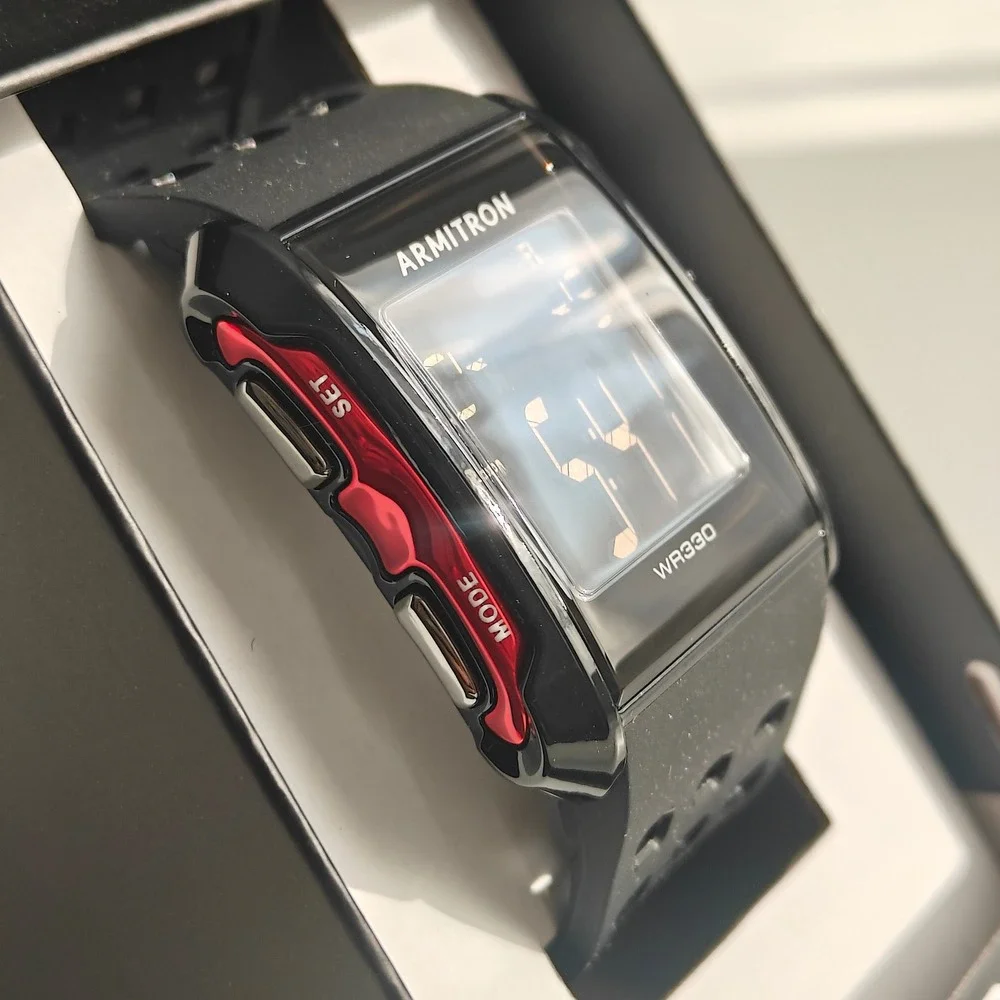 Armitron Pro Sport Mens Digital Watch Black Red Water Resistant New Box 165 Feet